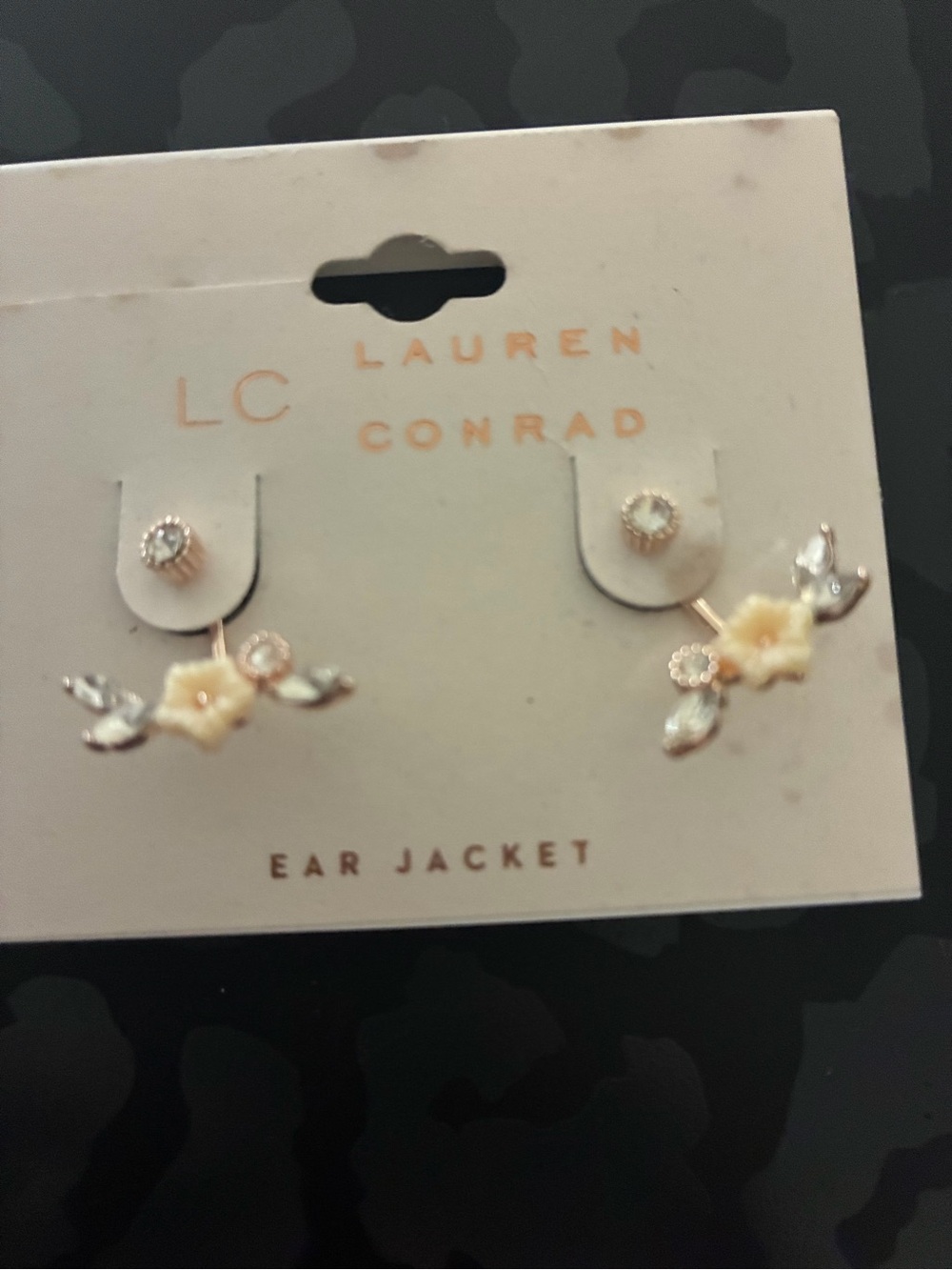LC Lauren Conrad Cream and Gold Floral Ear Jackets